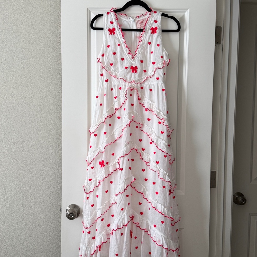 Banjanan White Maxi Dress with Red Accents - Picture 2 of 8